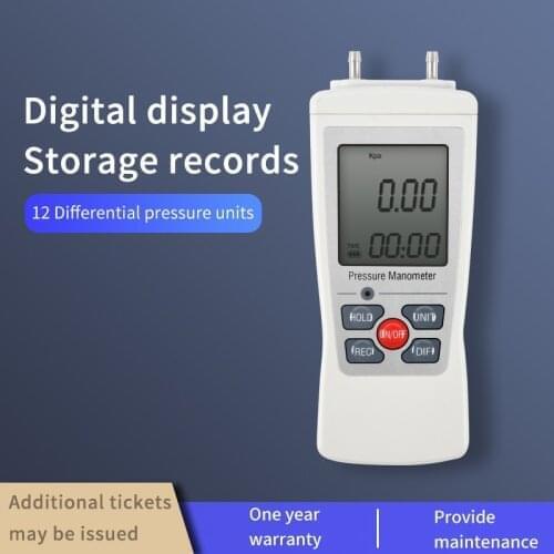 Portable Digital Manometer 35Kpa/4.9Psi Air Differential Pressure Gauges WIth 12 Units
