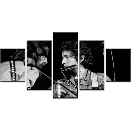 Classic Pop Music Singer Bob Dylan Poster Canvas Oil Painting Hone Decoration Wall Art 5 Panel Modular Picture Unframed