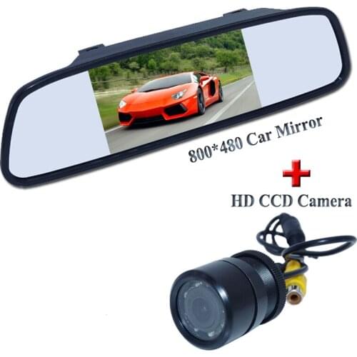 Placement sunvisor wire car mirror with plastic shell 8 ir lights car rear reversing camera fit for kinds of cars