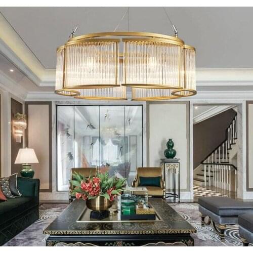 Retro American Gold Crystal Pendant Light Iron For Dining Room Restaurant Bedroom Study Room Living Room LED E14 bulbs