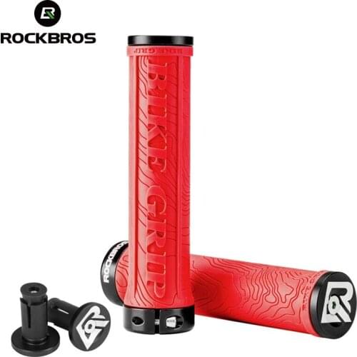 ROCKBROS TPR Rubber Bike Grips Bicycle Handlebar Mtb Grips Soft 3D Anti-skid Lock On Handle Bar Cycling Parts Bike Accessories