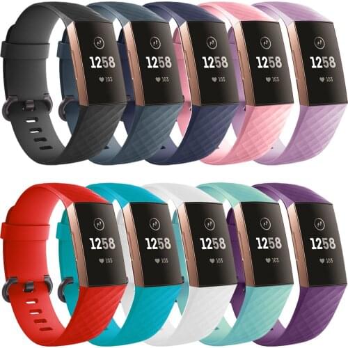 Gosear 10PCS Assorted Colors Diamond Texture Replacement Wristband Watch Strap Band for Fit bit Charge 3 Smart Bracelet