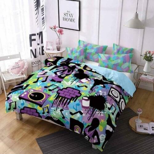 StarBlue-HGS Graffiti Art Bedding Set Quilt Cover/Duvet Cover Queen King Home Textile Comforter Cover Pillowcase Queen