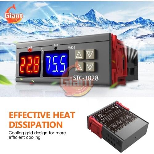 STC-3028 DC24V Dual Digital Thermostat Hygrometer Sensor Temperature Controller Thermometer Household Incubator Refrigerator