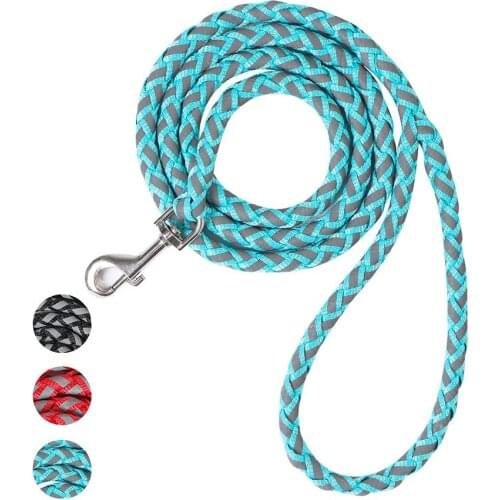Reflective Rope Dog Leash 5-6 Foot, Lightweight Nylon Braided Training Leash for Dogs
