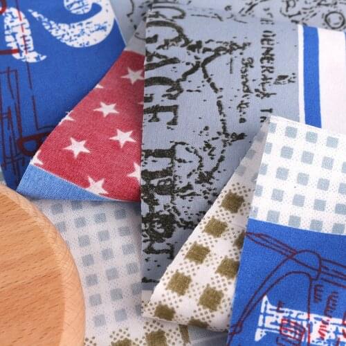 Longan Craft Supplies Star Stripe Print Polyester Fabric DIY Patchwork Sewing Fabrics Quilt Needlework DIY Cloth