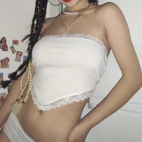 TVVOVVVIN Europe Style Summer Sexy Lace Bandage One Piece Tops Female Slash Neck Solid Color Slim Short Top D0FS