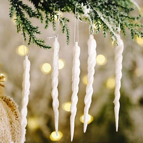50pcs 13cm Christmas Simulation Ice Xmas Tree Hanging Ornament Fake Icicle Winter Party Christmas New Year Decoration Supplies