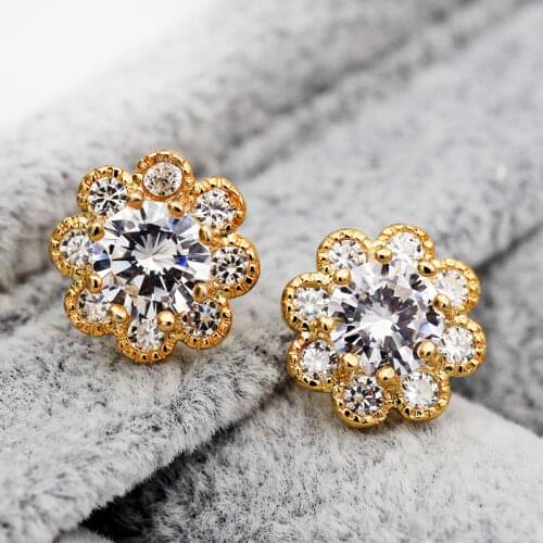 Vintage Earrings For Women Gold Filled Sun Flower Stud Earrings Fashion Trendy Jewelry For Wedding Anniversary Gift OBS1956