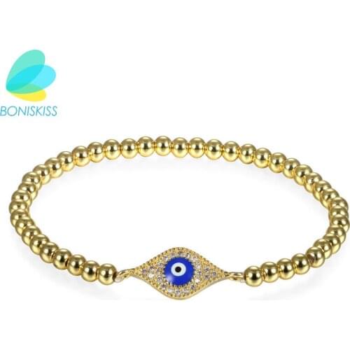 Boniskiss Elastic Evil eye Bracelets For Women Pulseras Alloy Bracelet Cute Beads Bangles Pulseira Feminina Hallowmas Gift