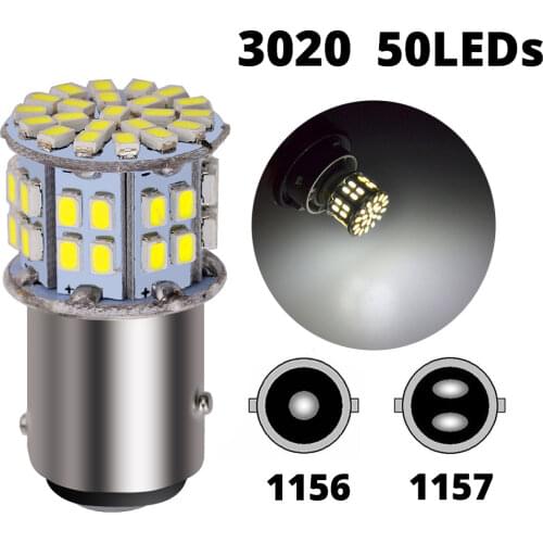 1156 1157 7440 7443 3020 50SMD Car Brake Light P21W Auto Turn Signal Bulb Trunk LampCar Styling License Plate Lights Trunk Lamp