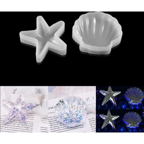 1Pcs Starfish UV Epoxy Resin Molds Shell Shape Plate Tray Coaster Silicone Molds DIY Soap Dish Casting Mould Making Tool