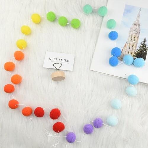 2.5m Colorful Hair Ball Pompom Pendant Garland Ins Nordic Series Wool Felt Ball String Hair Balls Children Room Home Decorations