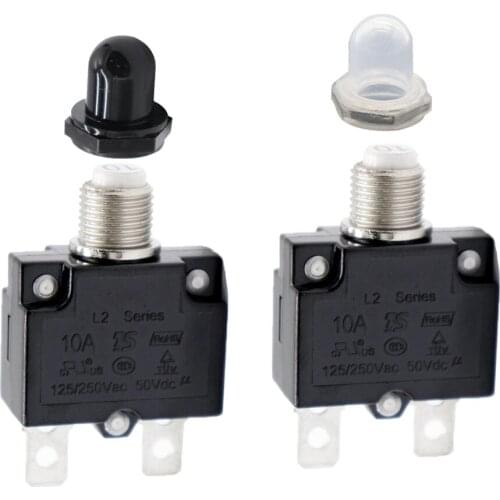 2PCS 10AMP Push Button Manual Reset Thermal Circuit Breaker Overload Switch