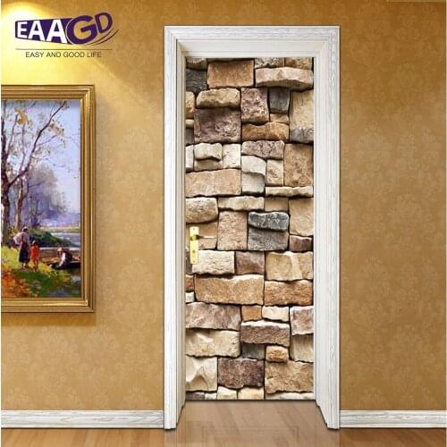 2Pcs/Set Door Decal 3D Mural Sticker Removable Self Adhesive Vinyl Stickers