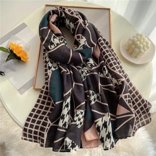 2021 Cotton Scarf Hijab Women Plaid Splice Bandana Kerchief Muslim Shawl Wrap Foulard Autumn Winter Warm Soft Headscarf New