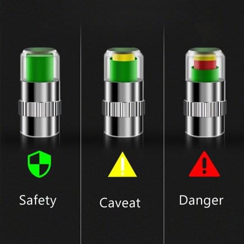 4pcs Car Tire Pressure Automobiles Monitor Gage Alert Sensor Indicator Valve Warning Cover Auto Wheel Tires Stem Air