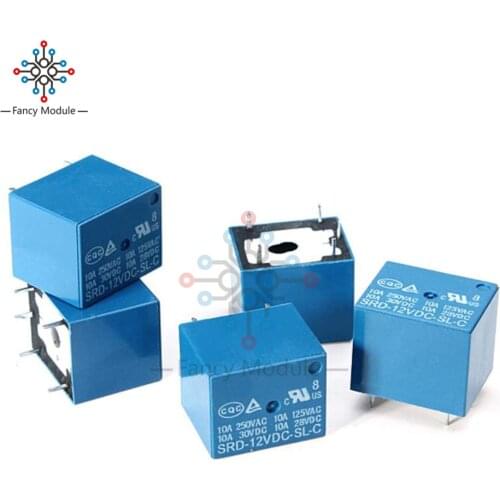 5PCS/Lot 12V DC Relay Module SRD-12VDC-SL-C SRD12VDCSLC PCB Board 5 Pin for Arduino Household Appliance