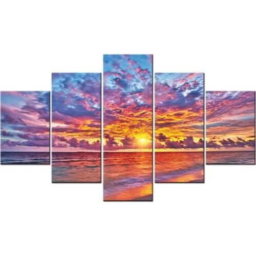 Hobby,5diy,5 pcs Diamond Painting Sunset Sea Cross-Stitch,Full,Diamond Embroidery,Diamond,Mosaic,pattern,beaded embroidery,gift