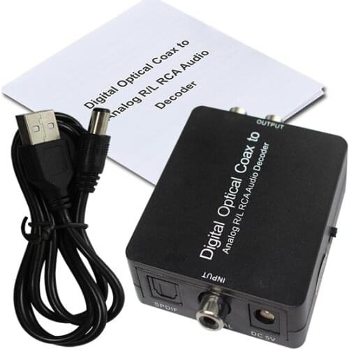 Audio decoder SPDIF Coaxial to RCA for Dolby DTS digital Amplifier Analog Converter amplifier with dc cable