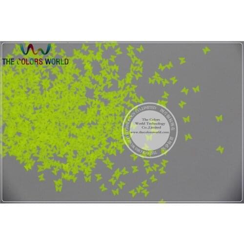 FN-0 Solvent Resistant Neon Yellow Color Butterfly Bowknot Shape Glitter for Nail Polish and DIY decoration 1Pack =50g