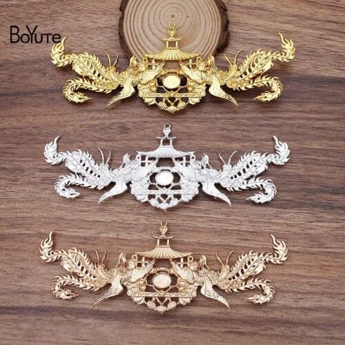 BoYuTe (2 Pieces/Lot) Factory Direct Wholesale Retro DIY Hair Jewelry Accessories Metal Alloy 57.5*154MM Phoenix Findings