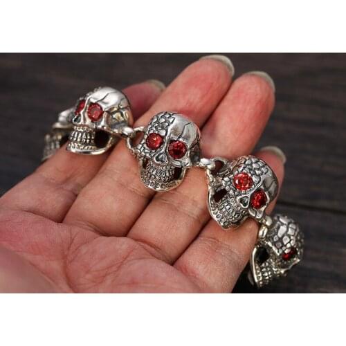 78g 925 solid Sterling Silver Mens Gothic skull link Bangle Bracelet 20cm JEWELRY A5258