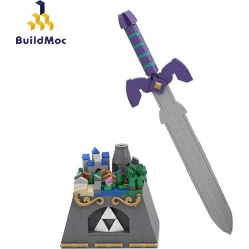 Buildmoc Creator Hailaru Castle And Master Sword Game Character Creator Children Diy Building Block Toy Model Boy Gift
