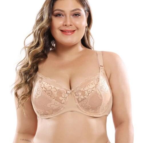 Bras For Women Big Size Underwire Bra Sexy Women Underwear Floral Lace Bralette Lingerie Top Plus Size 36-48 B C D DD E F Cup
