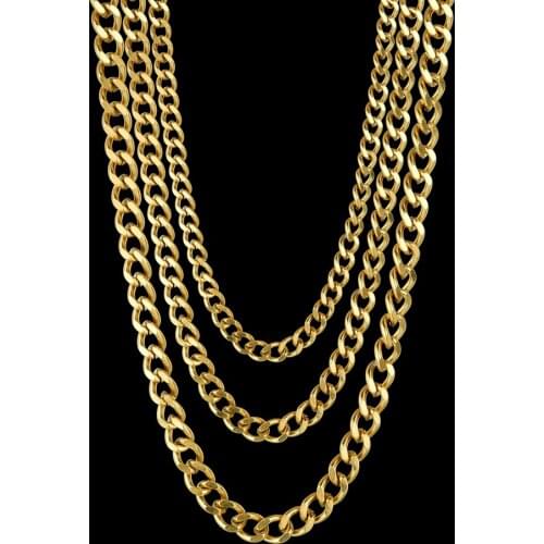 Stainless Steel 3/5/7mm Curb Cuban Link Chain Hiphop Necklace Black Gold Basic Link Chain For Women Men Trendy New Jewelry Gifts