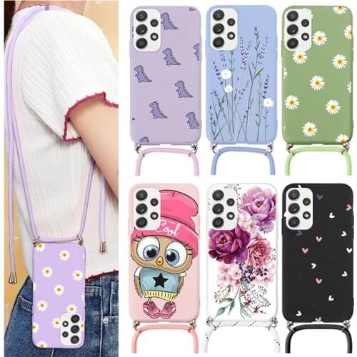 Case on For Samsung Galaxy A52 4G 5G Case Chain Necklace Strap Cord Lanyard Coque For Samsung GalaxyA52 A 52 Soft TPU Back Cover