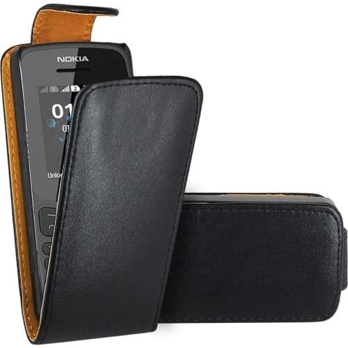 Black Flip Premium Leather Skin Bag Case Cover For Nokia 106 (2018 Edition) DS