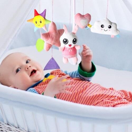 Newborn Baby Colorful Rattle Bell Crib Mobile Bed Bell Rattles Educational Toy Easy To Install Detachable Stroller Hanging Toys