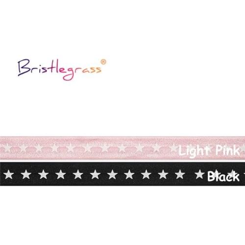 BRISTLEGRASS Combo 4 Yard 5/8" 15mm White Star Print Foldover Elastic FOE Spandex Satin Band Hair Tie Headband Dress Sewing Trim