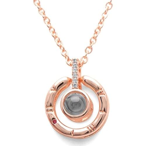 Hainon Distribution New Rose Gold 100 Languages I Love You Projection Pendant Necklace Romantic Love Memory Wedding Necklace