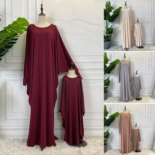 Eid Middle East Dubai Abaya Mom And Daughter Modest Hijab Dress Vestidos Matching Outfits Muslim Arab Maxi Robe Islamic Clothing