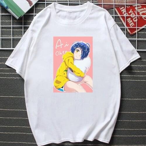 Kawaii Women Manga Printing TShirt Anime Wonder Egg Harajuku Cartoon Female Tops Summer Casual Fashion Camisetas Streetwear