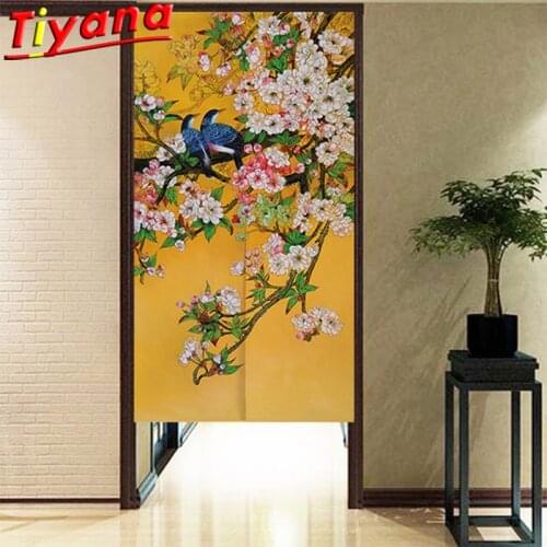 Chinese /Japnese Ethnic Ink Flowers Birds Linen Door Curtains Roman Blind Entrance Partition Kitchen #30