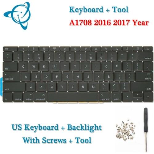 New A1708 US Keyboard With Backlight + Screws + Tool For Apple Macbook Pro Retina13" English A1708 Keyboard 2016 2017 Year