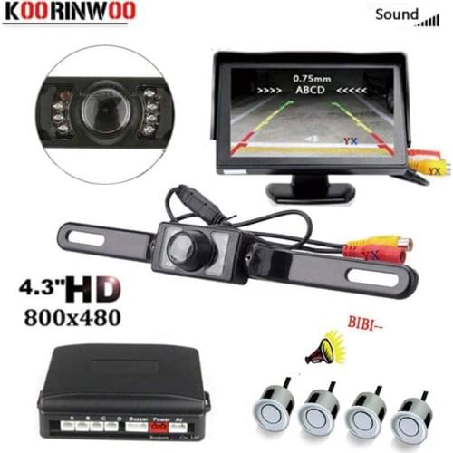 Koorinwoo Car Parking Sensor License Plate CCD HD car rearview camera car Monitor Digital screen alarm buzzer bibi sound