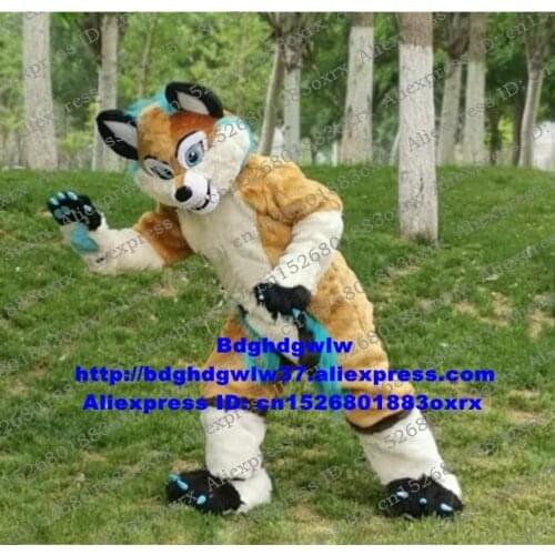 Brown Plush Furry Husky Dog Wolf Fox Fursuit Mascot Costume Adult Cartoon Character All Saints' Day Farewell Dinner zx2915
