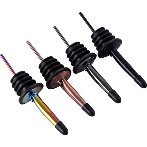 Kitchen Dining Barware Bar Tools Stainless Steel Silicone Silver Golden Wine Pourer Bottle Stopper With Cover