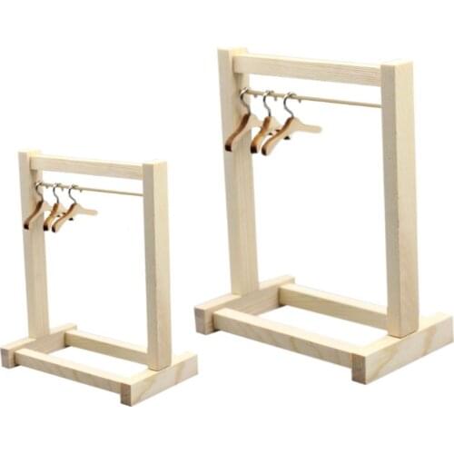 Doll Wooden Clothes Rack Garment Organizer Hangers for Dolls Handbag Clothes Hats Scarf Holder Doll Accessories