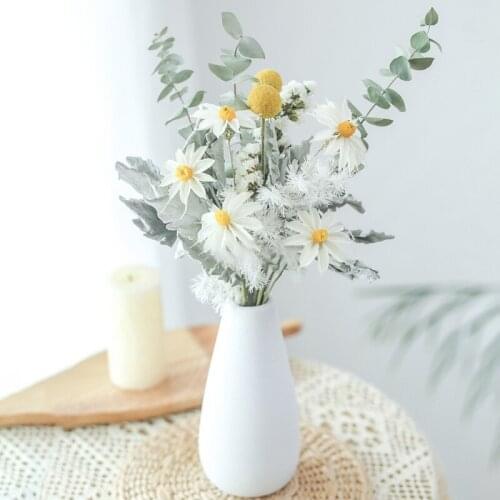 Best Newyear 2021 Home Office Desktop Decoration High Quality Gifts Preserved Dried Flower Orchid Rose Helichrysum Bouquet Vase