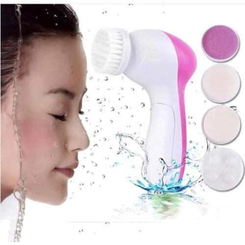 Face Massager 5 in 1 Electric Wash Face Machine Pore Cleaner Body Cleansing Massage Mini Skin Beauty Massager Brush