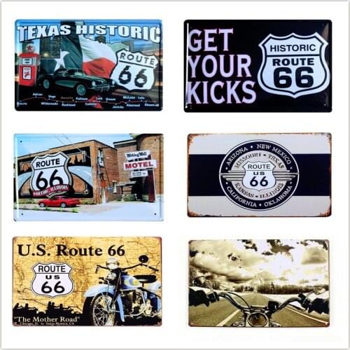 20*30cm Retro Plaque US Route 66 Motorcycle metal Tin Signs Wall Poster Home Decor Plate Bar Club Wall Decoration Painting