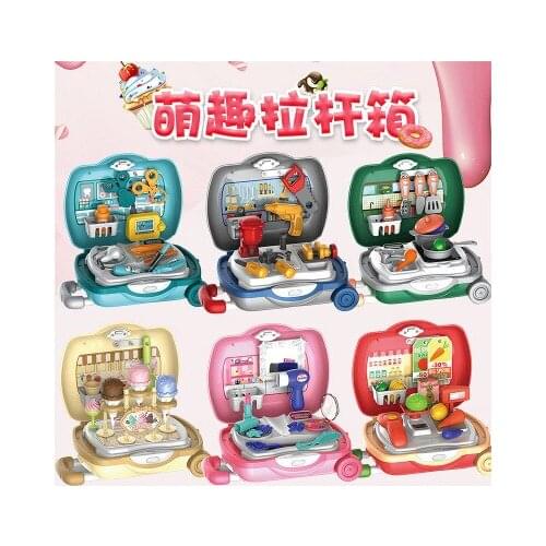 6 Styles trunk Simulation Kitchen Toys Set BBQ Children Pretend Play Tool Box Pack Kids Doctor Toy Make Up Toy Set