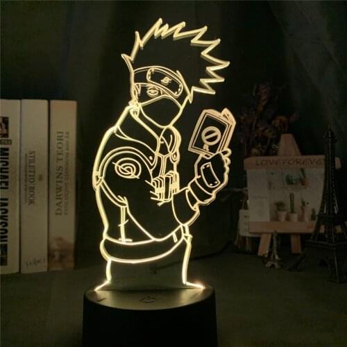 Naruto Figuras Hatake Kakashi Anime LED Night Light for Home Decoration Acrylic 3d Table Lamp for Bedroom Kids Manga Gifts