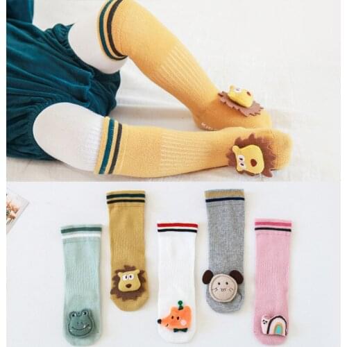 10pair/lot Cute Baby Kids Toddlers Girls Children Knee High Long Sock Soft Cotton Newborn Non-slip Jacquard Newborn Knees Socks