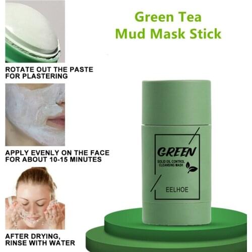 NEW Green Tea Mask Deep Cleansing Mud Clay Stick Face Skin Care Cosmetics Shrink Pores Remove Blackhead Moisturizing Mask TSLM1